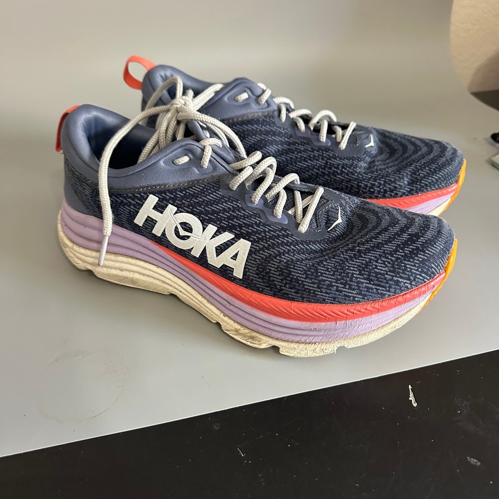 Hoka Gaviota 5 Womens Stability Running Shoes Navy Purple Coral Size 10